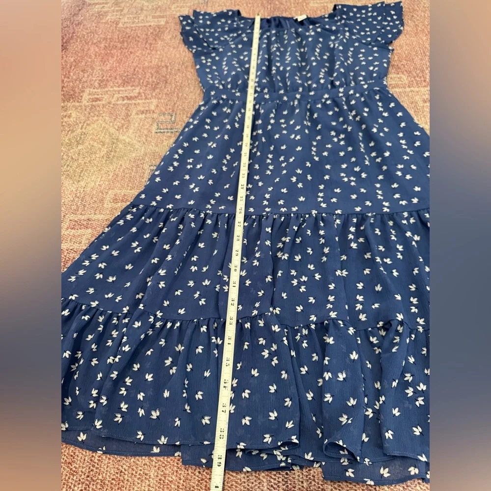 J. Crew blue floral tiered midi peasant dress size 6